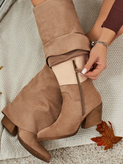 Cizme de damă din piele ecologică întoarsă cu parte superioară Tauren