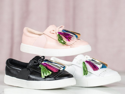 Adidași de sport albi cu franjuri Osederra - Încălțăminte