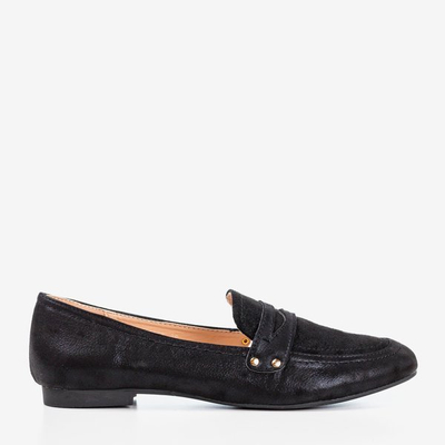 Mocasini Challa negri strălucitori pentru femei - Încălțăminte