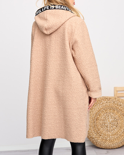 Jachetă de damă bej cu glugă - Îmbrăcăminte