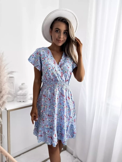 Royalfashion Rochie mini de damă albastră cu motiv floral