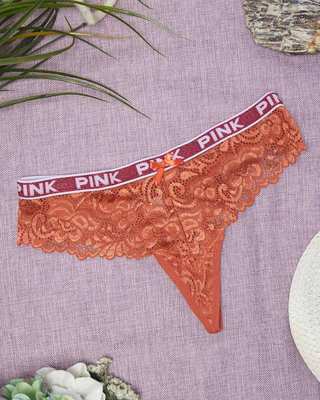 Chiloți tanga dama dantela portocalie - Lenjerie intima