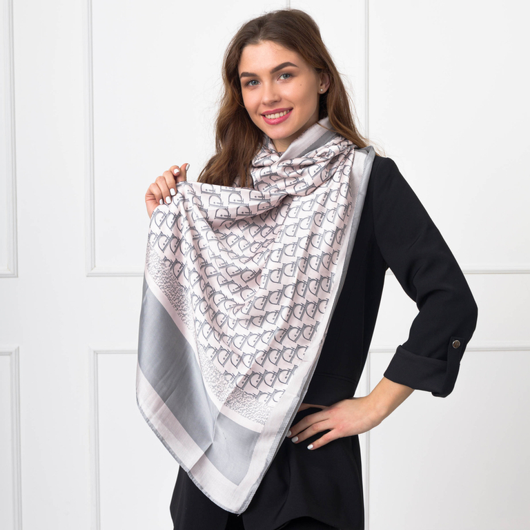 Esarfa de dama roz cu imprimeu - Accesorii