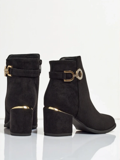 Botine de damă din piele ecologică intoarsă cu toc gros Talrima