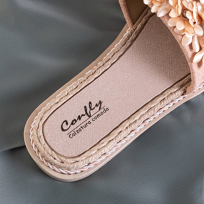 Papuci de damă roz cu flori Seiov - Încălțăminte