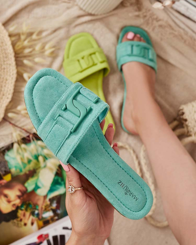 Royalfashion Șlapi de damă Mint cu cataramă Rydr