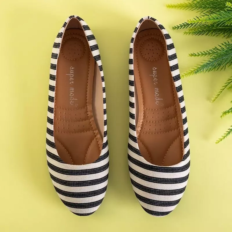 OUTLET Balerini dama bej și negru Neptun - Încălțăminte