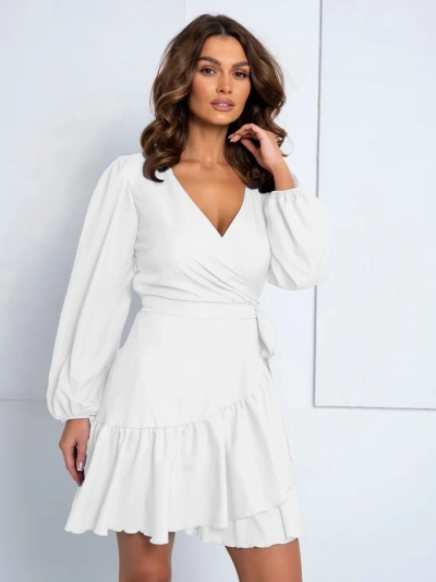 Rochie mini cu cravată pentru femei Royalfashion cu volane