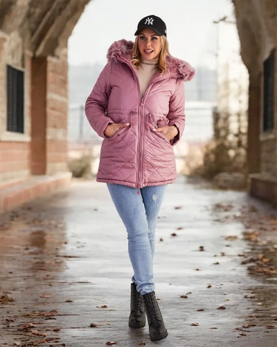 Royalfashion Jachetă matlasată pentru femei în roz