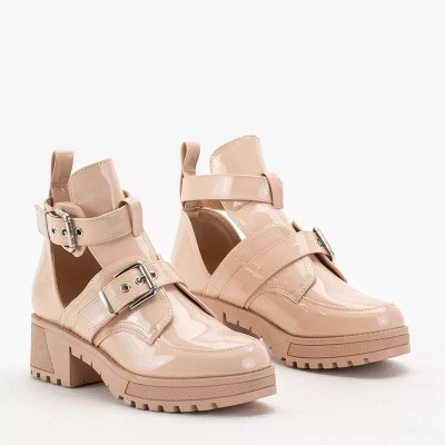 OUTLET Cizme dama bej cu relief Lerika - Incaltaminte