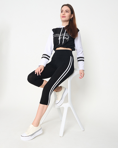 Jambiere de damă negre cu dungi - Îmbrăcăminte