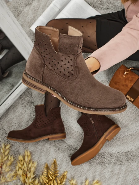 Botine de damă din piele naturală Rito