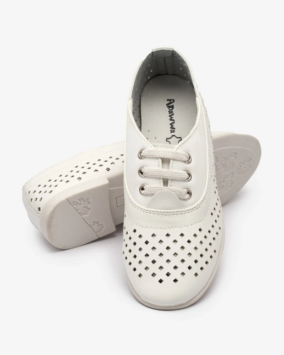 Mocasini alb traforați pentru copii Janno- Footwear