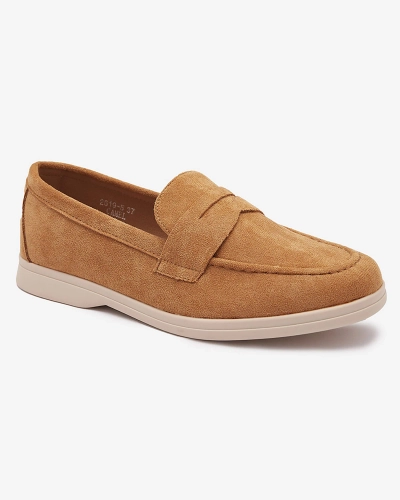 Mocasini de damă din eco-suede de culoare camel Daffer- Footwear