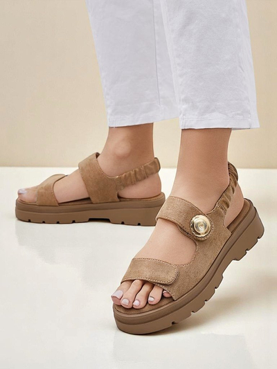 Sandal dam Royalfashion Callisto mawon kwi ekolojik platfòm