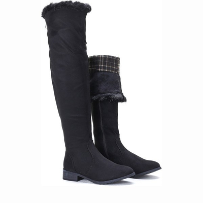 Czarne kozaki na płaskim obcasie Willia - Obuwie