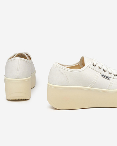 OUTLET Tenisi sport albi si ecru pe platforma Darru-Footwear