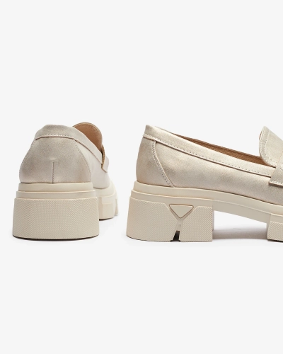 Mocasini din piele ecologică pentru femei, aurii Sepop- Footwear