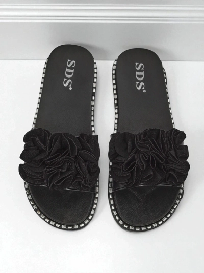 Royalfashion Papuci de damă cu talpă plată Flora Verde