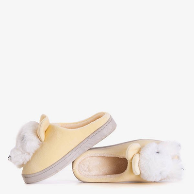 Papuci bej pentru femei, cu decor Judi - Încălțăminte