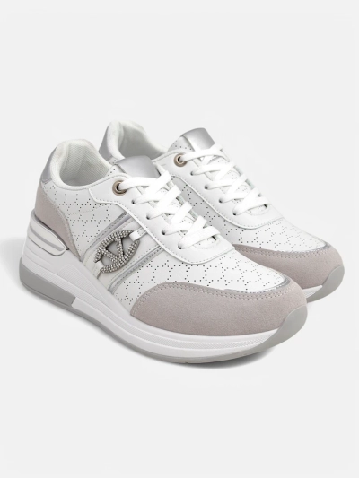 Sneakers damski Melania Bianca ku talón di 6 cm kuero ekolójiku