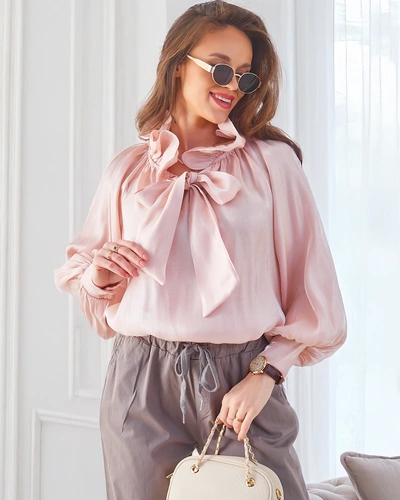 Royalfashion Cămașa strălucitoare pentru femei cu guler decorativ