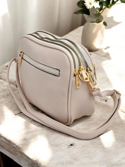 Royalfashion Geantă mică pentru femei din eco-leather cu 3 compartimente embosate