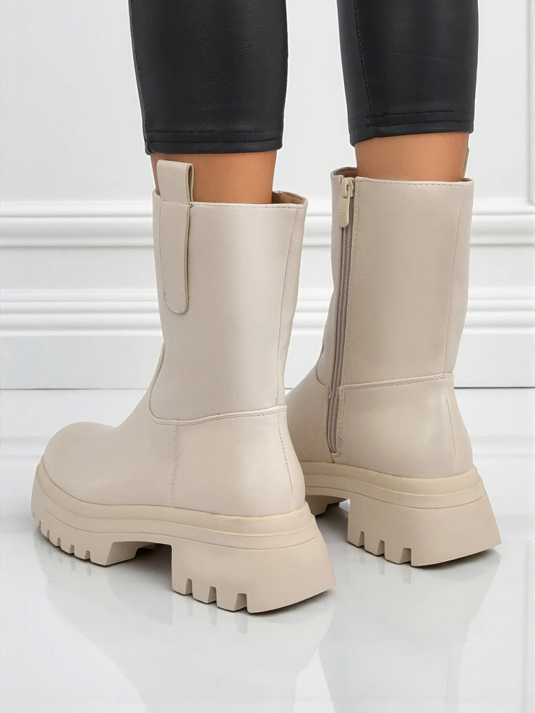 Wyższe botki damskie ze skóry ekologicznej Scarlet Mist