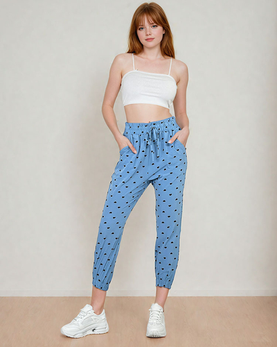 Royalfashion Pantaloni de damă din material textil cu inimioare