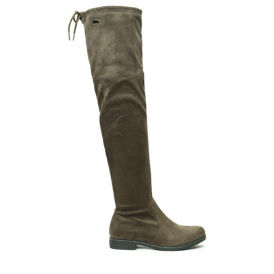 Ciemnozielone, długie kozaki Alisha- Obuwie