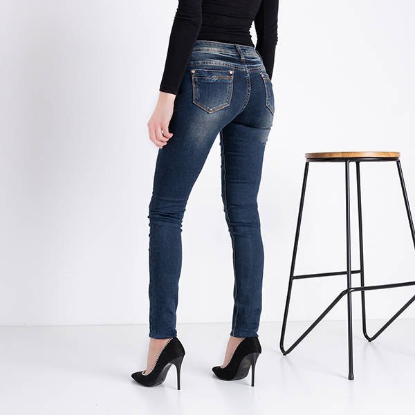 Pantaloni de dama de culoare albastru maro - Îmbrăcăminte