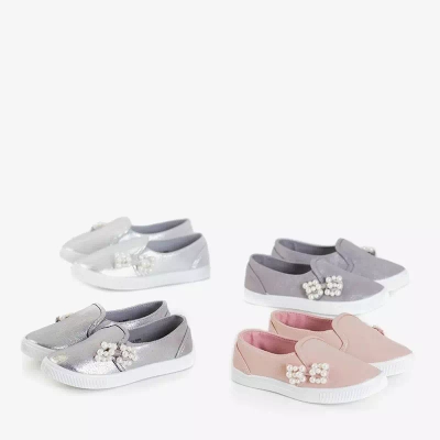 OUTLET Adidași gri pentru copii cu fundă Malasita - Încălțăminte