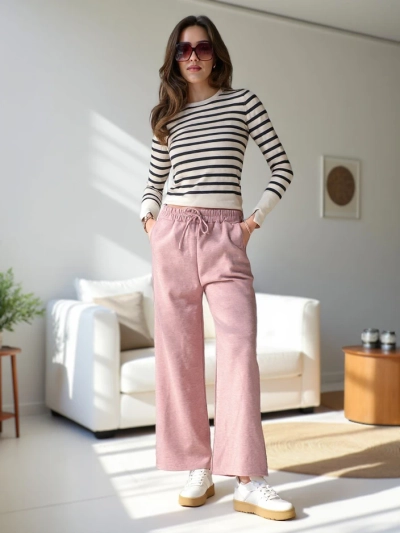 Royalfashion Pantaloni din jersey largi pentru femei