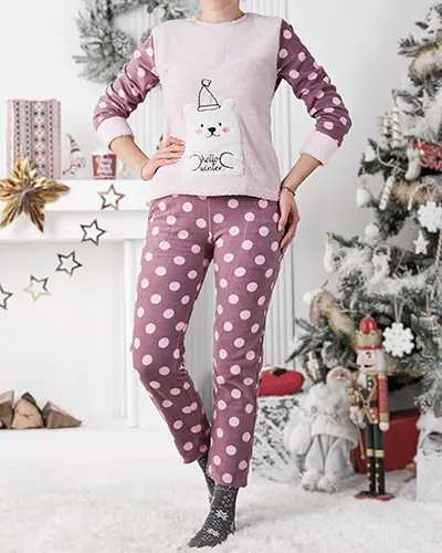 Royalfashion Set de pijama pentru femei a'la fleece Hello Winter