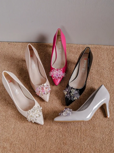 Stiletto-uri lucioase pentru femei Royalfashion cu plasă Ellona