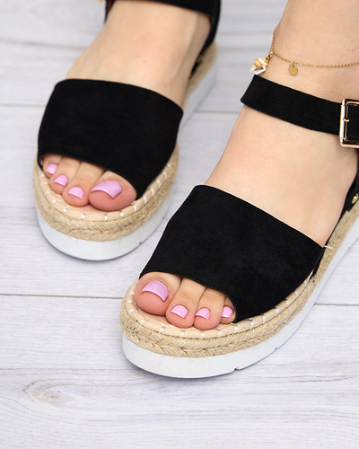 OUTLET Sandale negre dama pe pană Setovia - Încălțăminte