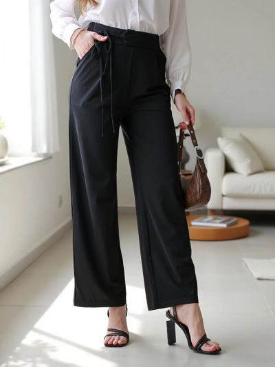 Pantaloni largi pentru femei Royalfashion cu legături laterale