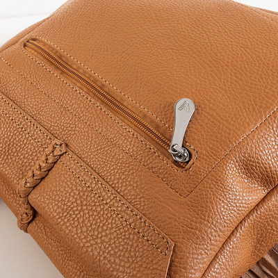 Geantă de umăr cămilă cu franjuri - Genți de mână