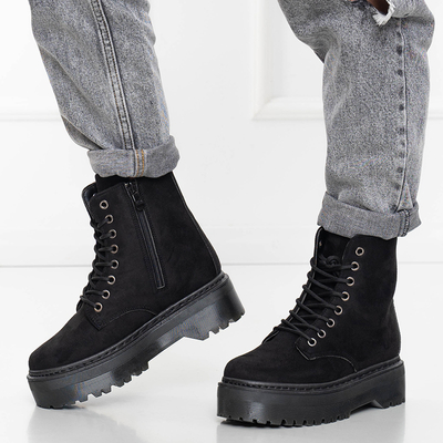 Cizme negre de dama din piele intoarsa ecologica Tegera - Incaltaminte