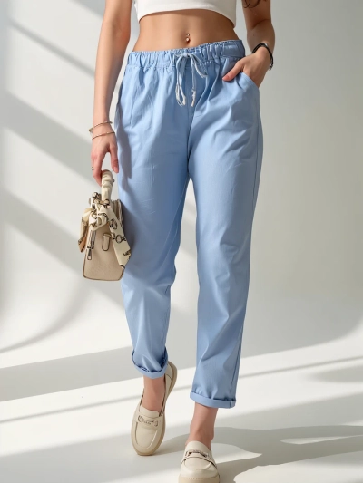 Royalfashion Pantaloni simpli din material pentru femei
