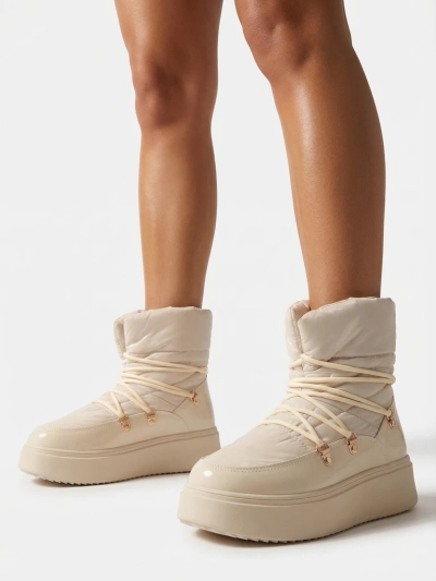 Royalfashion Cizme de zăpadă slip-on pentru femei de culoare crem Dabenda