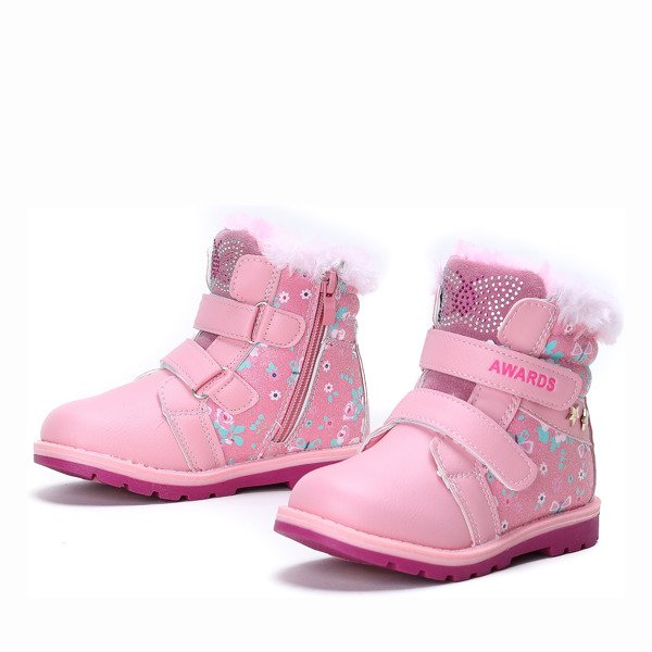 Dziecięce różowe trapery ocieplane Juna - Obuwie