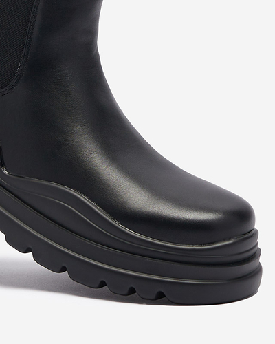 Cizme negre de damă cu slip-on pe o talpă Beja mai groasă - Încălțăminte