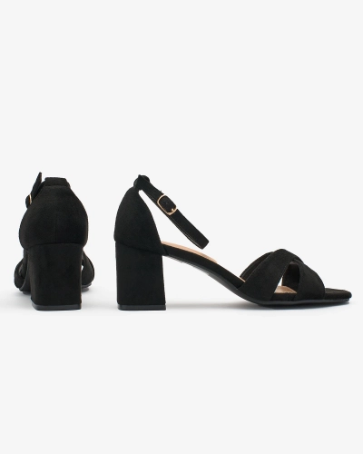 Royalfashion Sandale de damă negre din eco-suede Harmony Heels