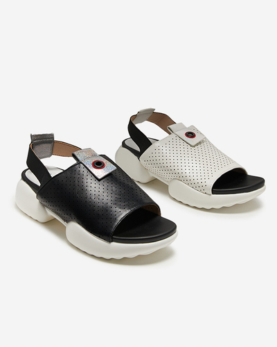 Sandale de dama din piele ecologica alb Pueshi - Incaltaminte