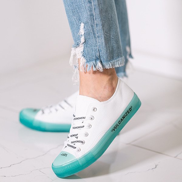 Biało-zielone trampki na gumowej podeszwie Gummie - Obuwie