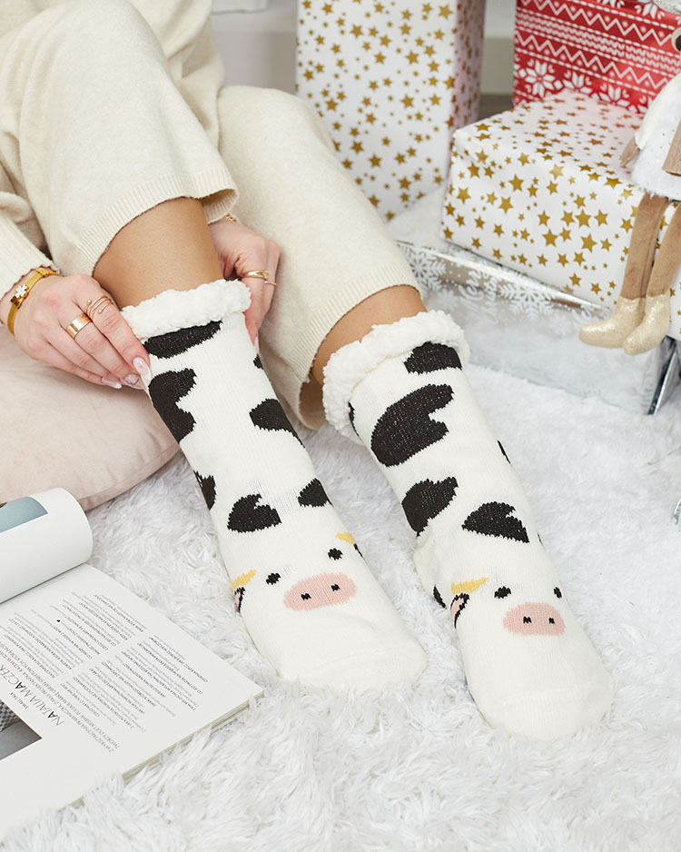 Royalfashion Șosete cu petice bej încălzite pentru femei