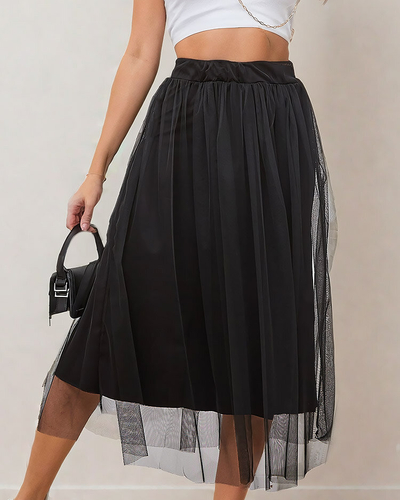 Royalfashion Fustă midi cu două straturi pentru femei