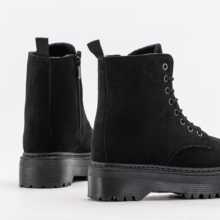 Cizme negre de dama din piele intoarsa ecologica Tegera - Incaltaminte