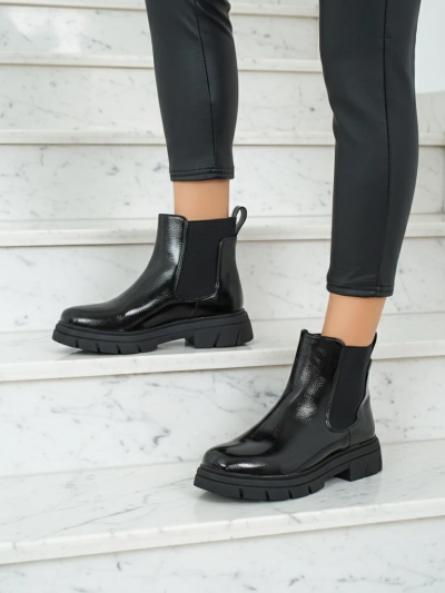 Botine din piele ecologică lăcuită Oryss